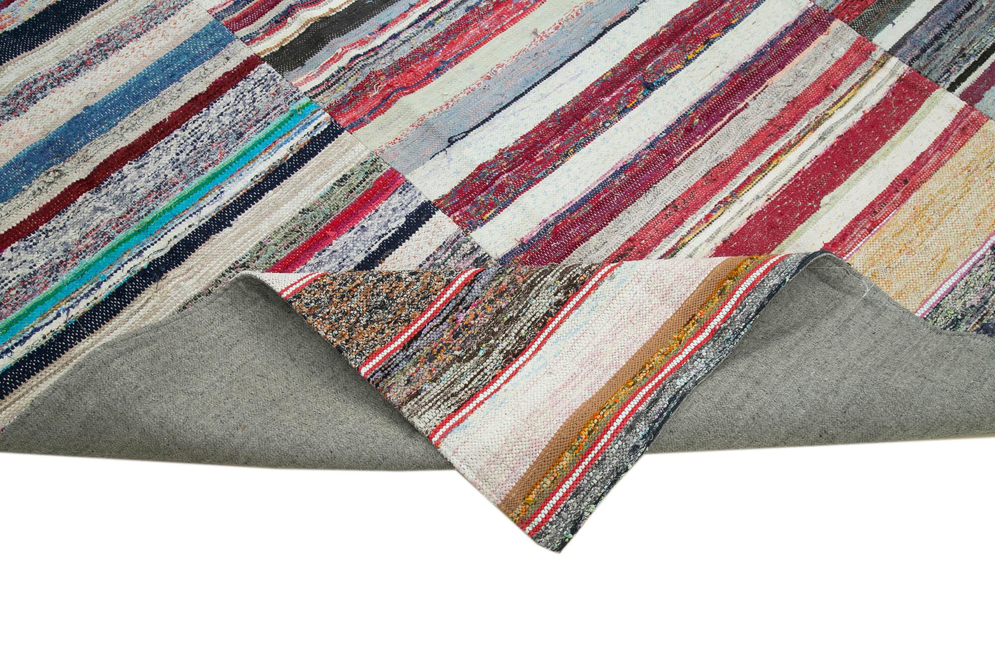 Kırk Yama Gri Patchwork Pamuk Yün El Dokuma Halısı 262x370 Agacan