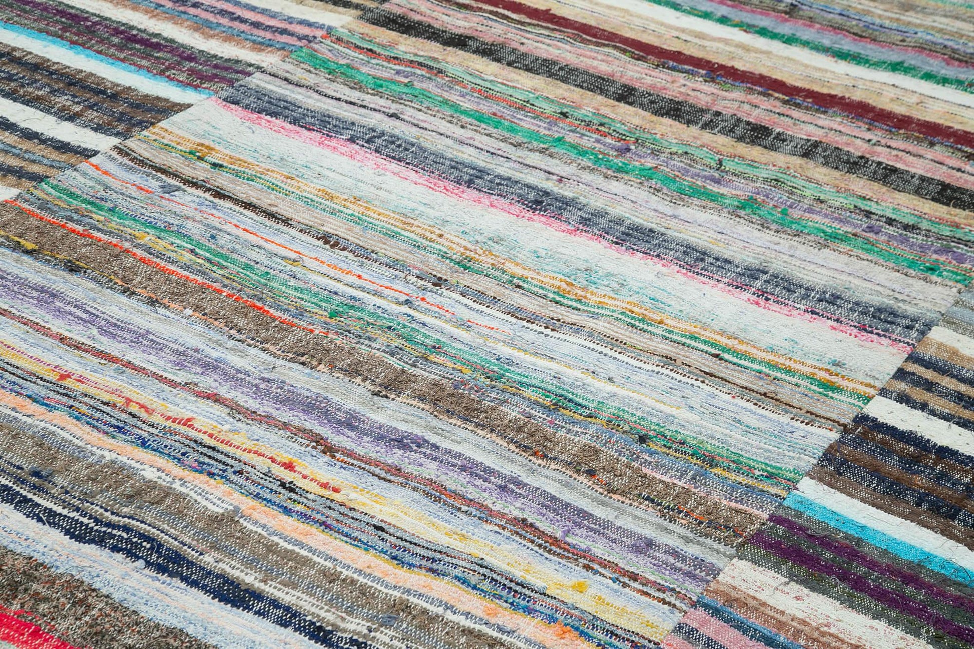 Kırk Yama Gri Patchwork Pamuk Yün El Dokuma Halısı 277x398 Agacan