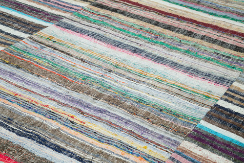 Kırk Yama Gri Patchwork Pamuk Yün El Dokuma Halısı 277x398 Agacan