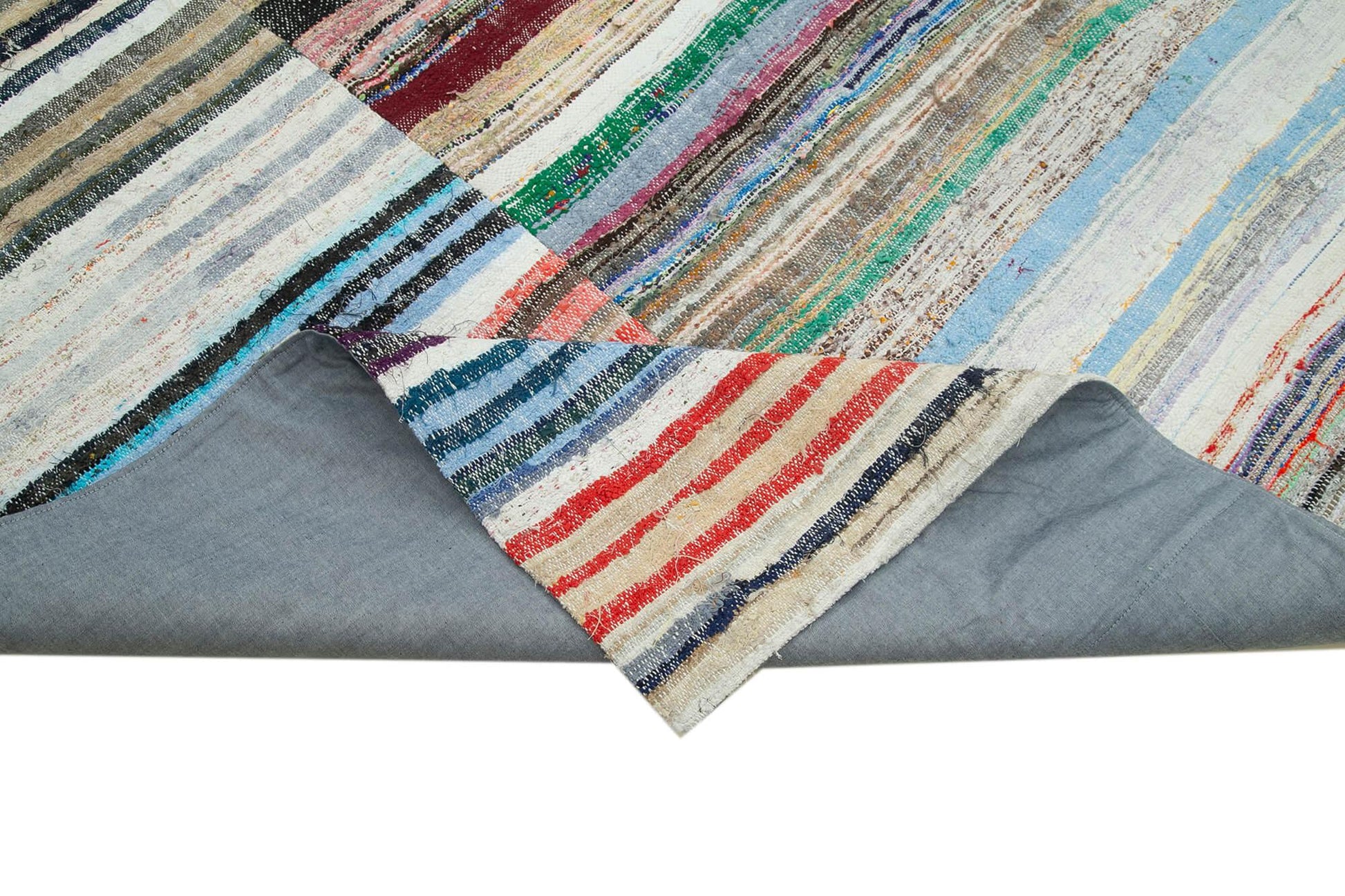 Kırk Yama Gri Patchwork Pamuk Yün El Dokuma Halısı 277x398 Agacan