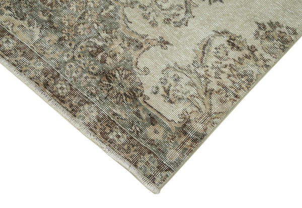 Overdyed Vintage Beyaz Eskitme Pamuk Yün El Dokuma Halısı 90x301 Agacan