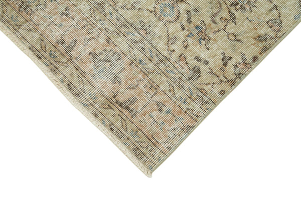 Overdyed Vintage Bej Eskitme Pamuk Yün El Dokuma Halısı 80x295 Agacan