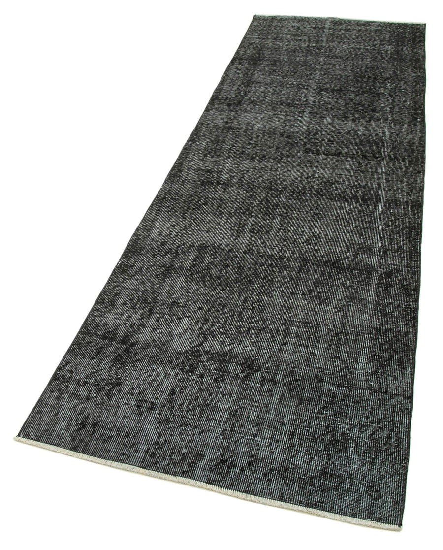 Overdyed Vintage Siyah Eskitme Pamuk Yün El Dokuma Halısı 90x292 Agacan