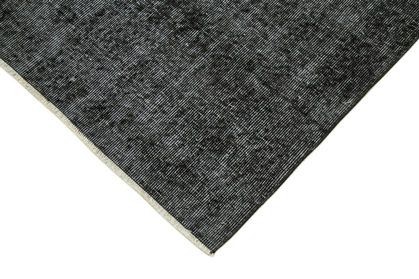 Overdyed Vintage Siyah Eskitme Pamuk Yün El Dokuma Halısı 90x292 Agacan