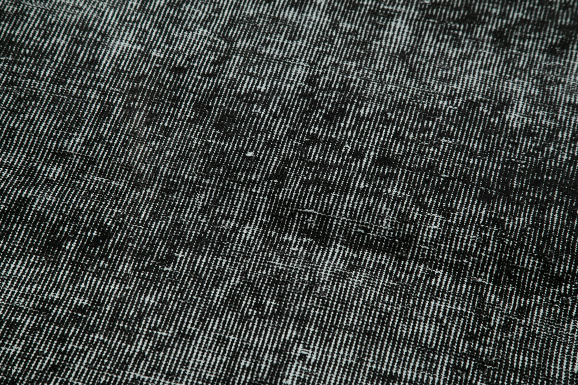 Overdyed Vintage Siyah Eskitme Pamuk Yün El Dokuma Halısı 90x292 Agacan