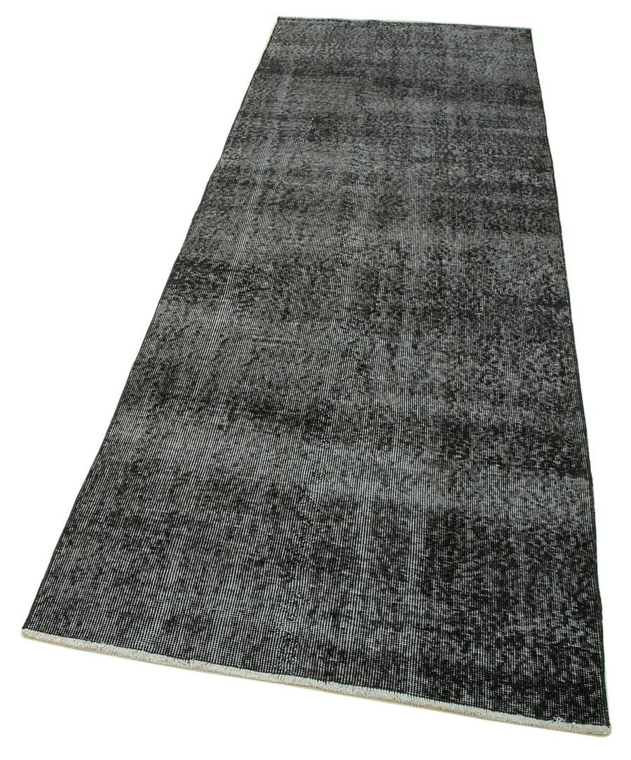 Overdyed Vintage Siyah Eskitme Pamuk Yün El Dokuma Halısı 92x272 Agacan