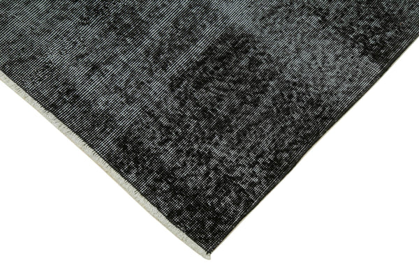 Overdyed Vintage Siyah Eskitme Pamuk Yün El Dokuma Halısı 92x272 Agacan
