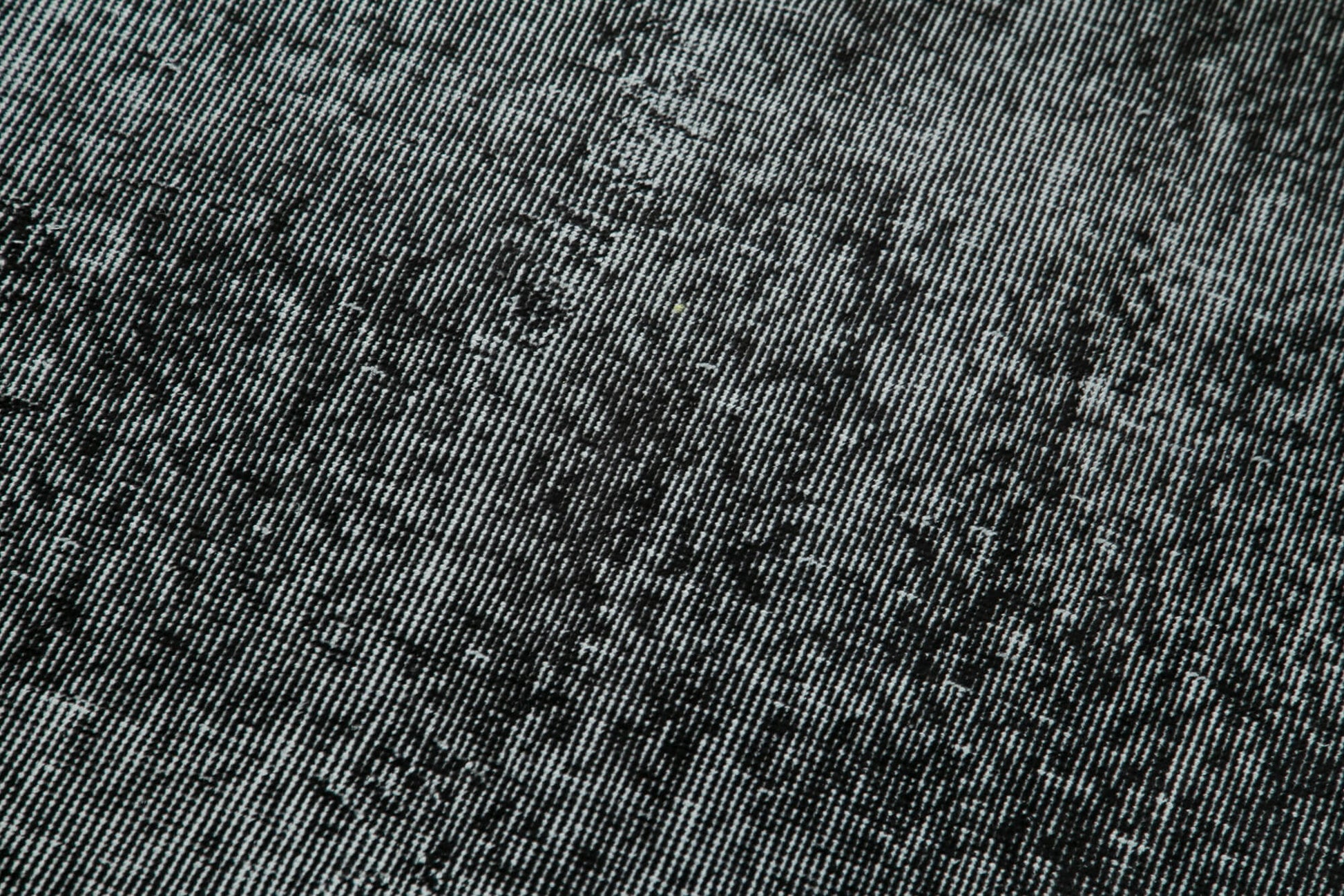 Overdyed Vintage Siyah Eskitme Pamuk Yün El Dokuma Halısı 92x272 Agacan