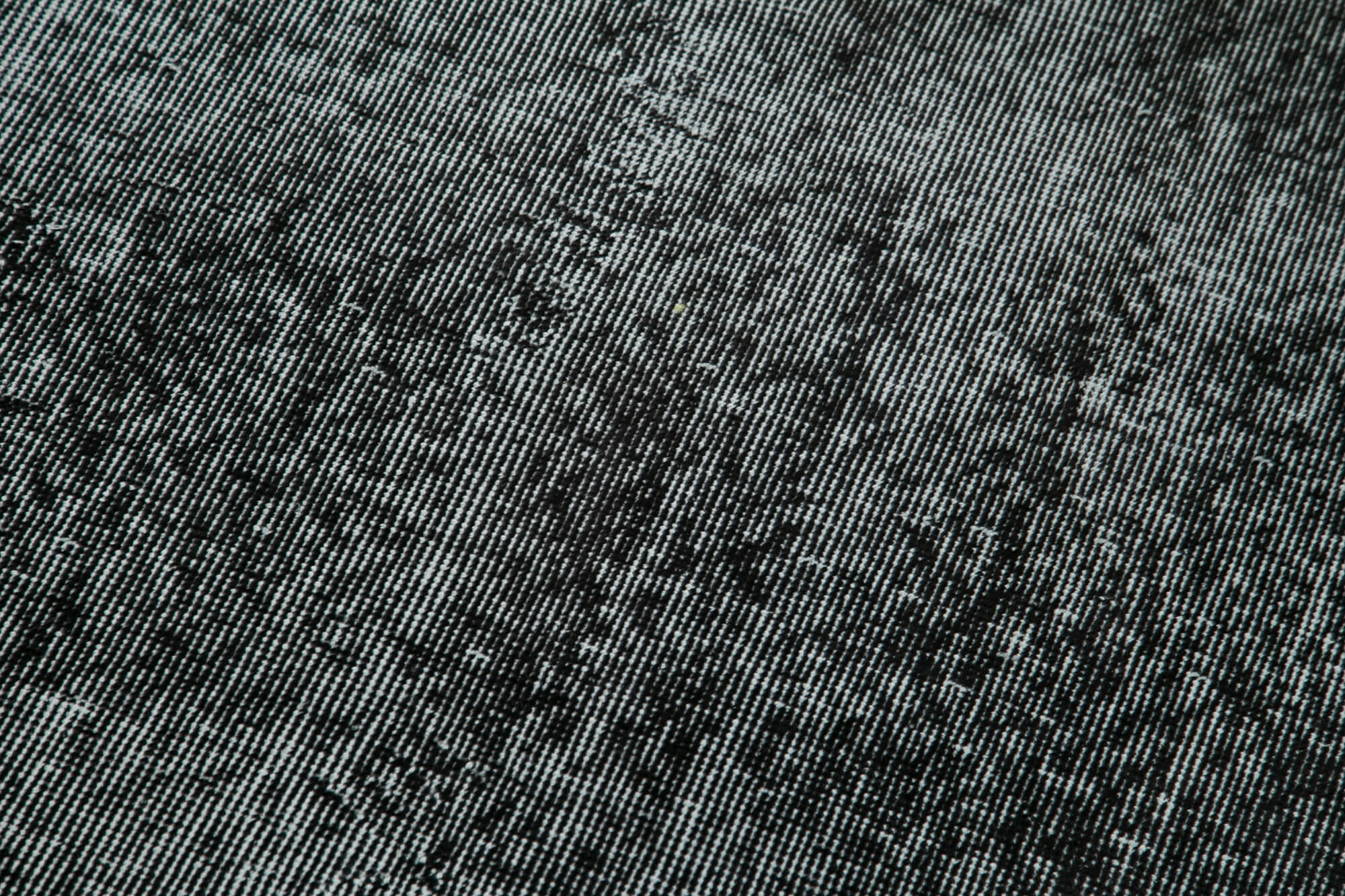 Overdyed Vintage Siyah Eskitme Pamuk Yün El Dokuma Halısı 92x272 Agacan