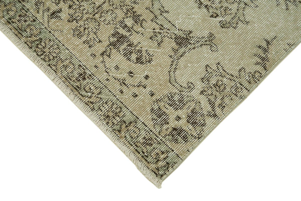 Overdyed Vintage Bej Eskitme Pamuk Yün El Dokuma Halısı 86x323 Agacan