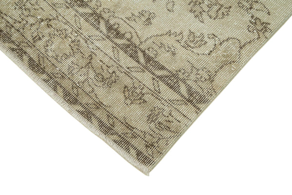 Overdyed Vintage Bej Eskitme Pamuk Yün El Dokuma Halısı 91x313 Agacan