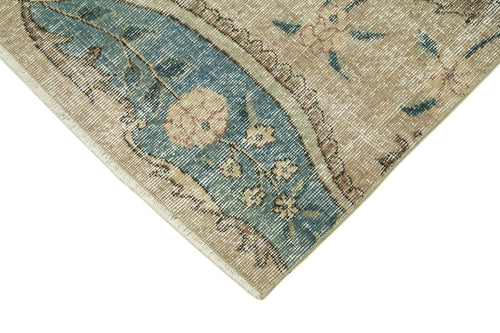 Overdyed Vintage Bej Eskitme Pamuk Yün El Dokuma Halısı 86x312 Agacan