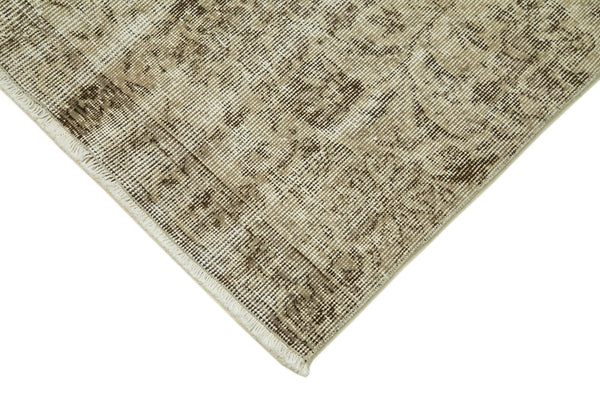 Overdyed Vintage Bej Eskitme Pamuk Yün El Dokuma Halısı 90x332 Agacan