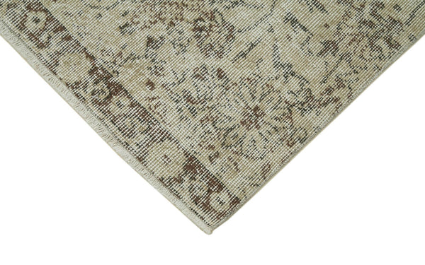 Overdyed Vintage Bej Eskitme Pamuk Yün El Dokuma Halısı 81x308 Agacan