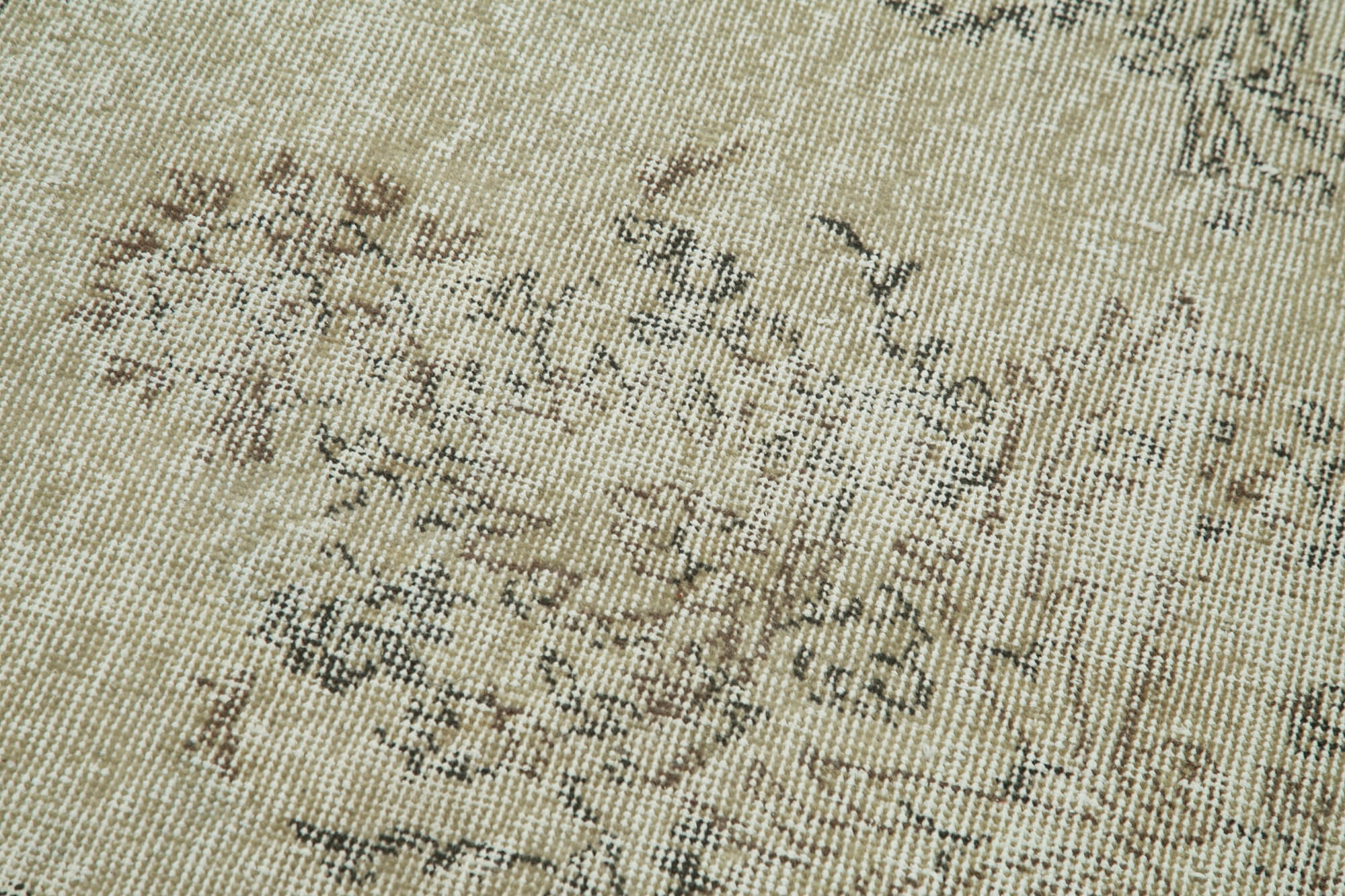 Overdyed Vintage Bej Eskitme Pamuk Yün El Dokuma Halısı 81x308 Agacan