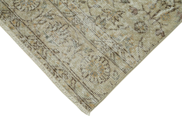 Overdyed Vintage Bej Eskitme Pamuk Yün El Dokuma Halısı 81x303 Agacan