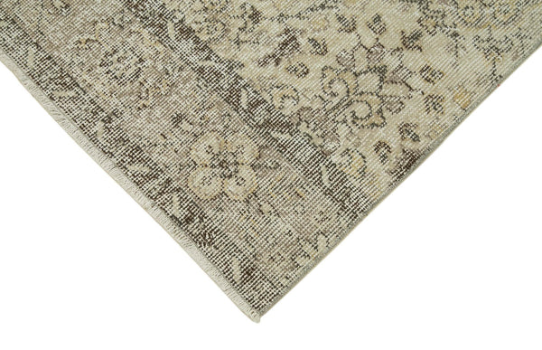 Overdyed Vintage Bej Eskitme Pamuk Yün El Dokuma Halısı 91x307 Agacan