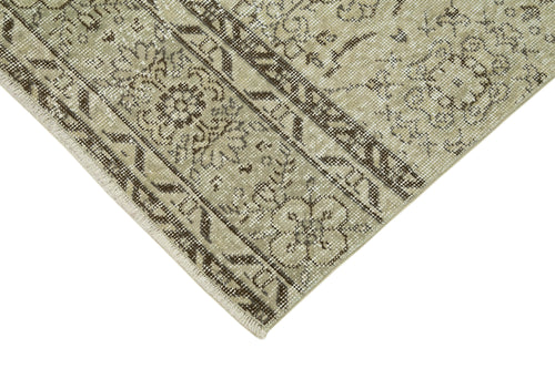 Overdyed Vintage Bej Eskitme Pamuk Yün El Dokuma Halısı 80x294 Agacan