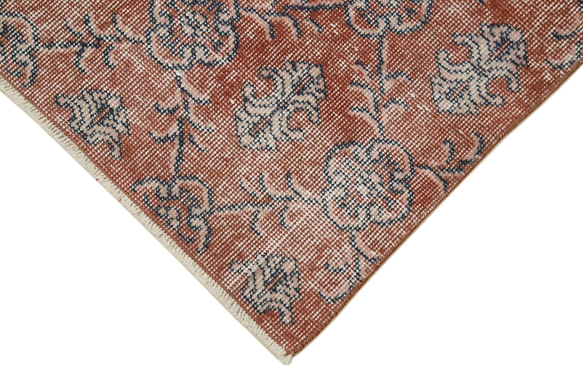 Overdyed Vintage Kırmızı Eskitme Pamuk Yün El Dokuma Halısı 92x335 Agacan