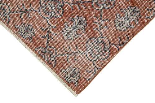 Overdyed Vintage Kırmızı Eskitme Pamuk Yün El Dokuma Halısı 92x335 Agacan