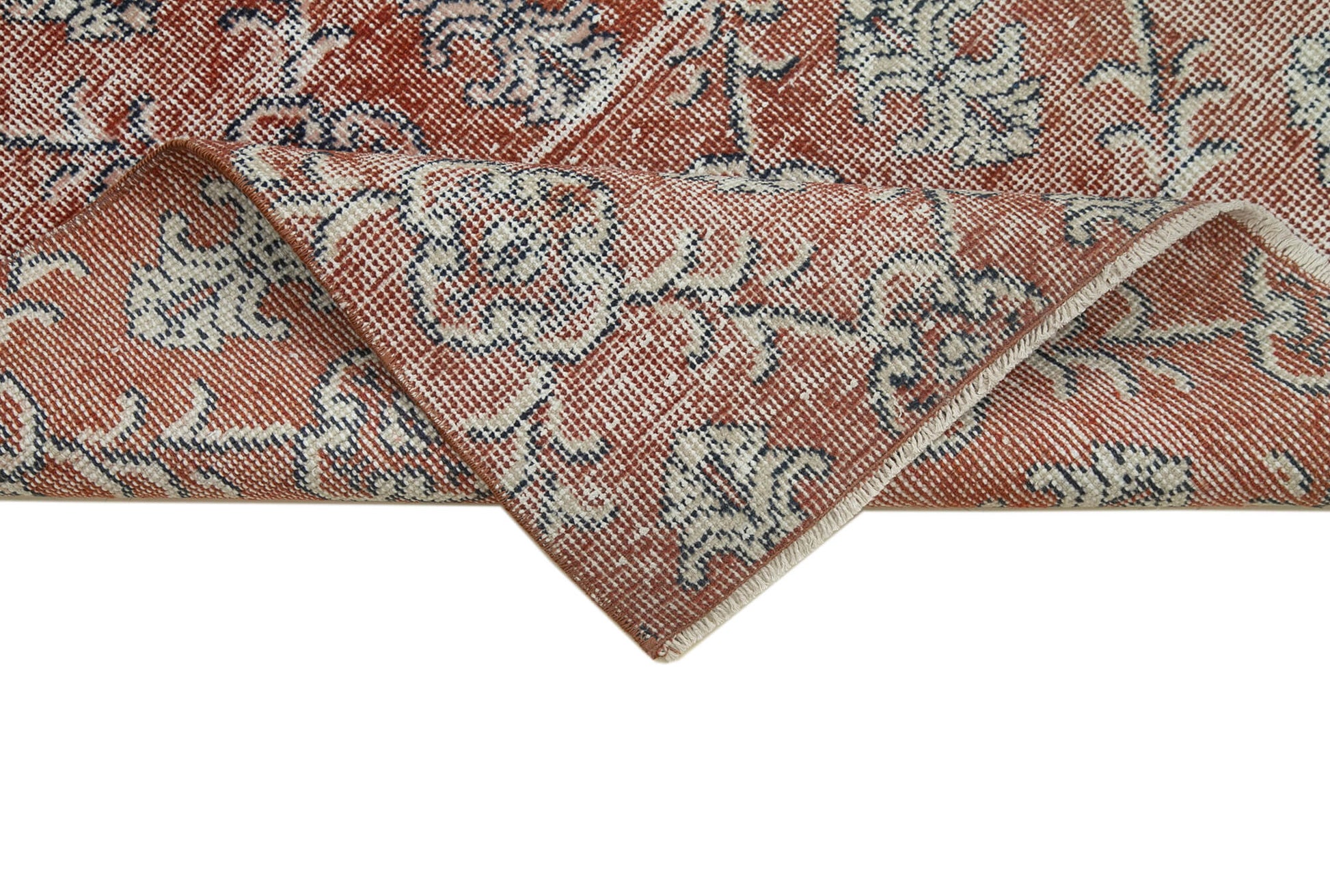 Overdyed Vintage Kırmızı Eskitme Pamuk Yün El Dokuma Halısı 92x335 Agacan