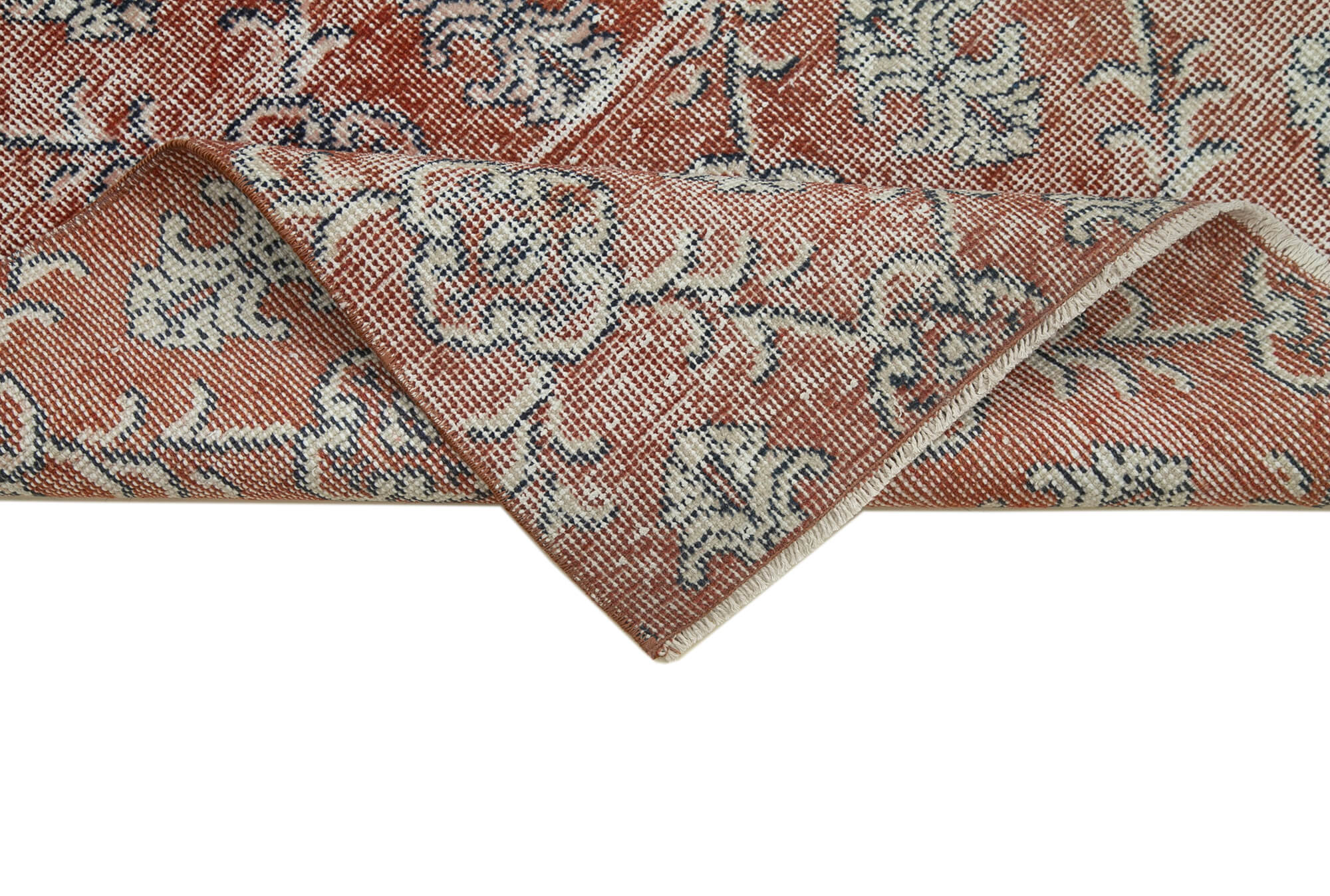 Overdyed Vintage Kırmızı Eskitme Pamuk Yün El Dokuma Halısı 92x335 Agacan