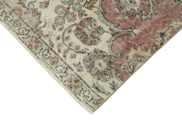 Overdyed Vintage Bej Eskitme Pamuk Yün El Dokuma Halısı 80x316 Agacan