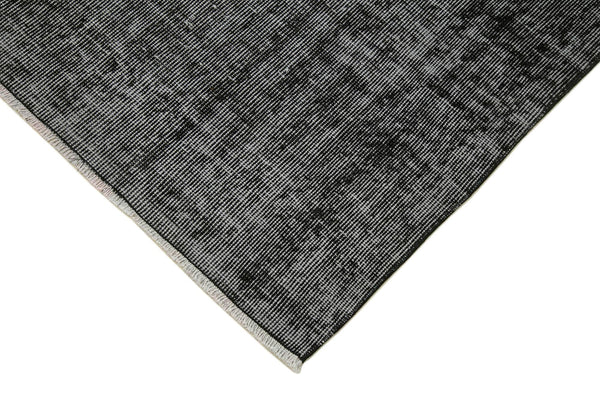 Overdyed Vintage Siyah Eskitme Pamuk Yün El Dokuma Halısı 82x317 Agacan