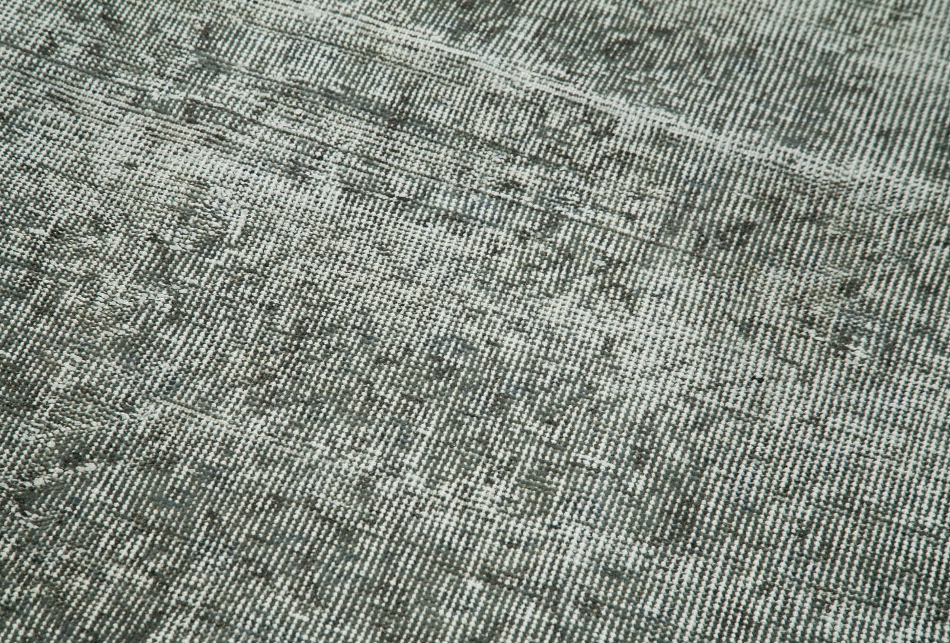 Overdyed Vintage Gri Eskitme Pamuk Yün El Dokuma Halısı 80x308 Agacan