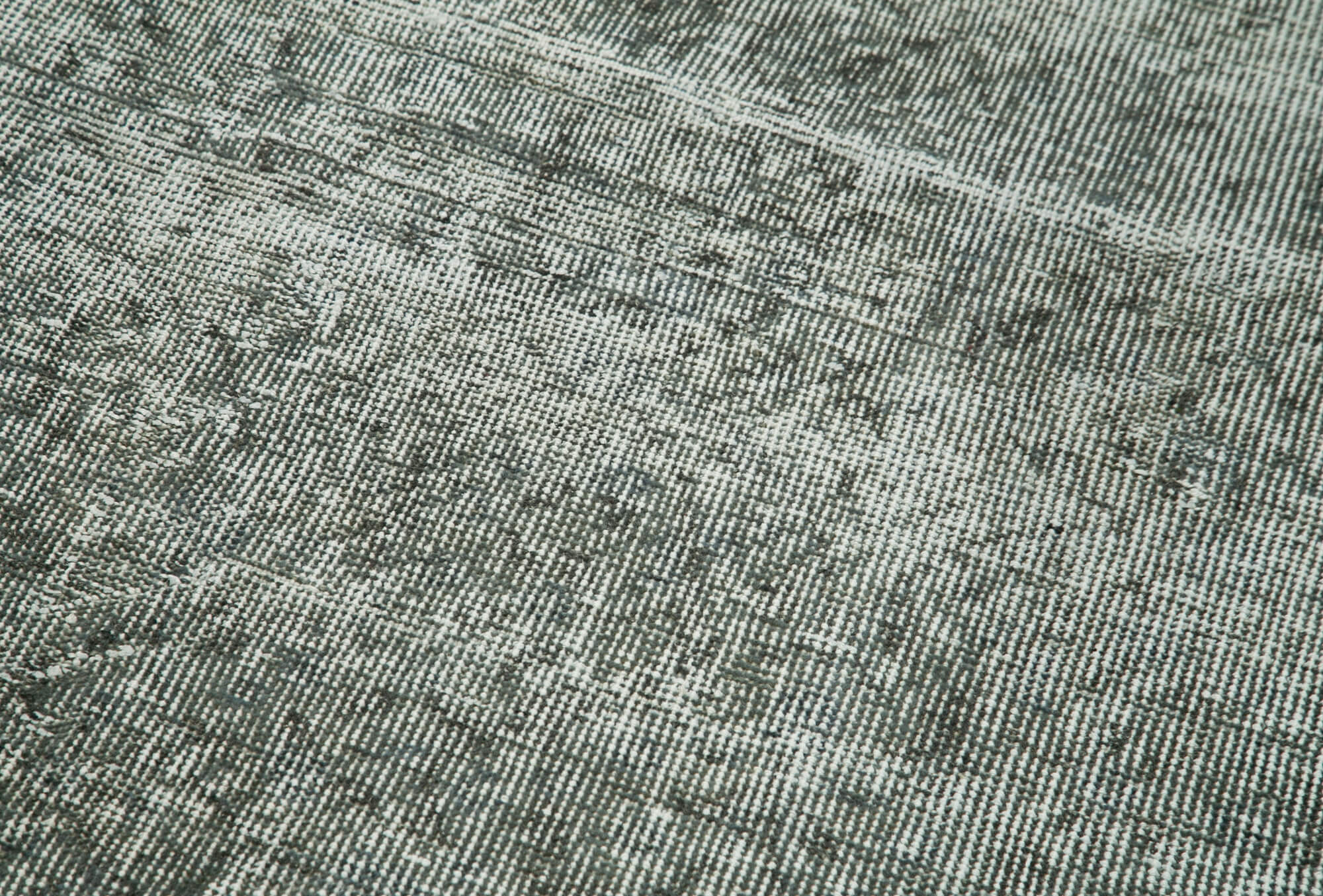 Overdyed Vintage Gri Eskitme Pamuk Yün El Dokuma Halısı 80x308 Agacan