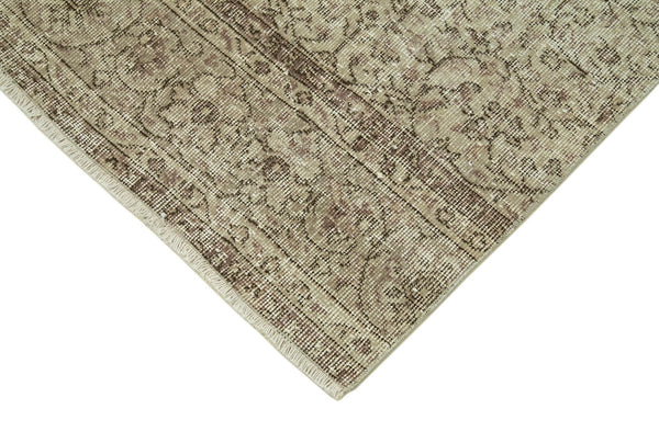 Overdyed Vintage Bej Eskitme Pamuk Yün El Dokuma Halısı 81x300 Agacan