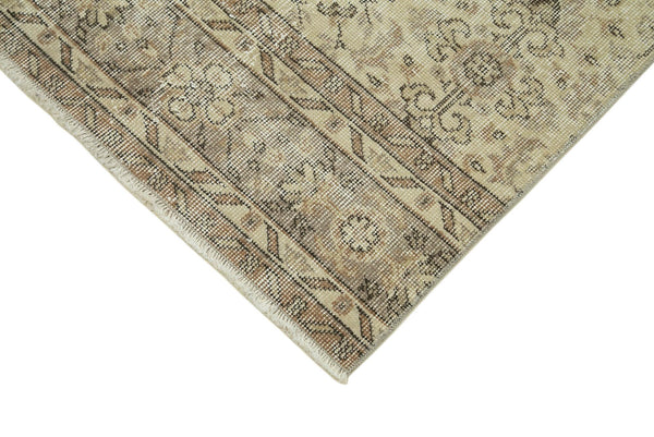 Overdyed Vintage Bej Eskitme Pamuk Yün El Dokuma Halısı 85x308 Agacan