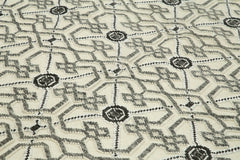 Morocco Bej Geometrik Yün Pamuk El Dokuma Halısı 244x305 Agacan