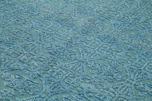 Morocco Mavi Geometrik Yün Pamuk El Dokuma Halısı 244x305 Agacan