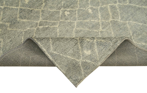 Morocco Gri Geometrik Yün Pamuk El Dokuma Halısı 249x297 Agacan