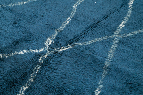 Morocco Mavi Geometrik Yün Pamuk El Dokuma Halısı 257x310 Agacan