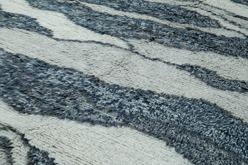 Morocco Mavi Geometrik Yün Pamuk El Dokuma Halısı 244x312 Agacan