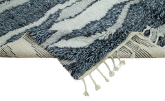 Morocco Mavi Geometrik Yün Pamuk El Dokuma Halısı 244x312 Agacan