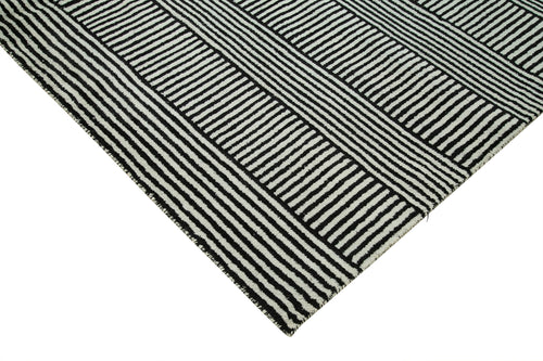 Morocco Siyah Geometrik Yün Pamuk El Dokuma Halısı 277x356 Agacan