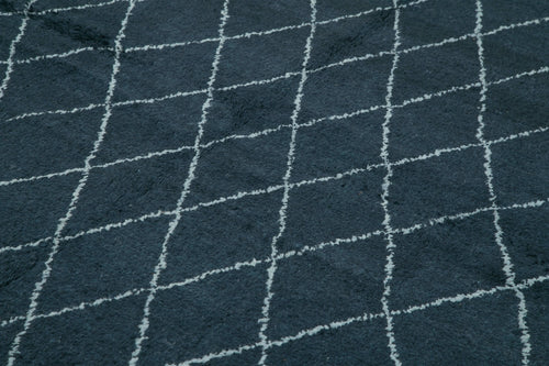 Morocco Siyah Geometrik Yün Pamuk El Dokuma Halısı 274x366 Agacan