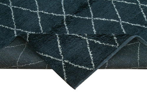 Morocco Siyah Geometrik Yün Pamuk El Dokuma Halısı 274x366 Agacan