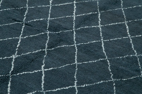 Morocco Siyah Geometrik Yün Pamuk El Dokuma Halısı 274x366 Agacan