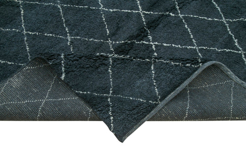 Morocco Siyah Geometrik Yün Pamuk El Dokuma Halısı 274x366 Agacan