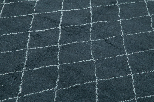 Morocco Siyah Geometrik Yün Pamuk El Dokuma Halısı 277x371 Agacan