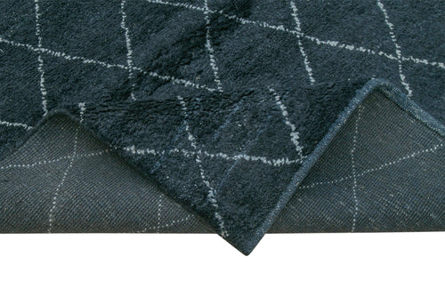 Morocco Siyah Geometrik Yün Pamuk El Dokuma Halısı 277x371 Agacan