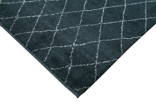 Morocco Siyah Geometrik Yün Pamuk El Dokuma Halısı 274x366 Agacan