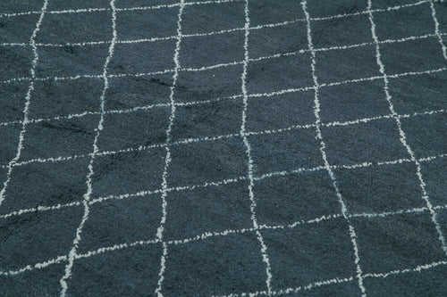 Morocco Siyah Geometrik Yün Pamuk El Dokuma Halısı 274x366 Agacan