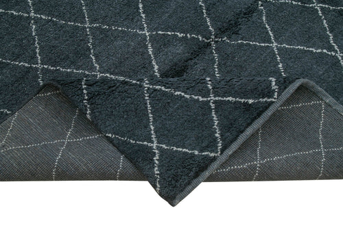 Morocco Siyah Geometrik Yün Pamuk El Dokuma Halısı 274x366 Agacan