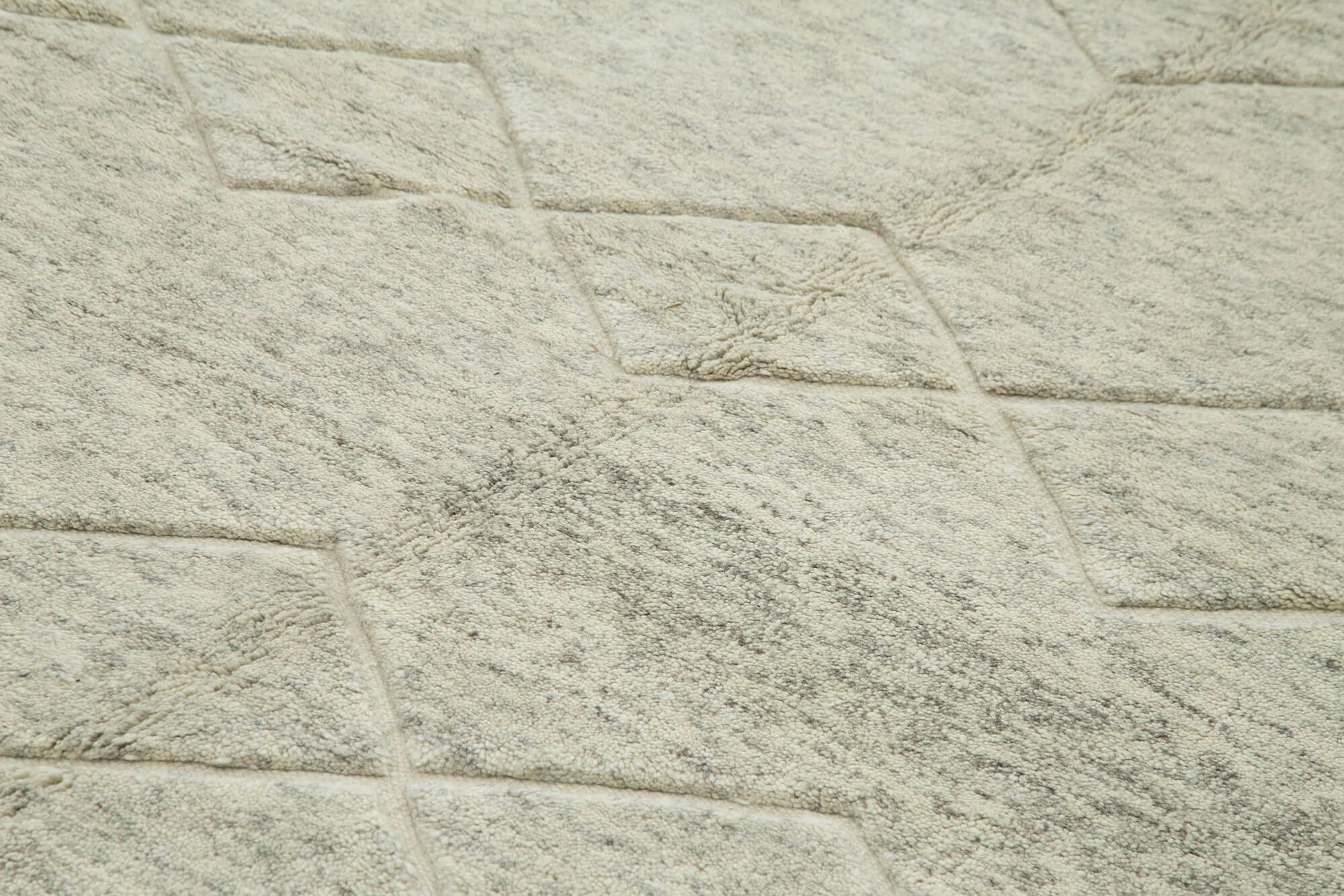 Morocco Bej Geometrik Yün Pamuk El Dokuma Halısı 295x432 Agacan