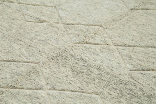 Morocco Bej Geometrik Yün Pamuk El Dokuma Halısı 295x432 Agacan